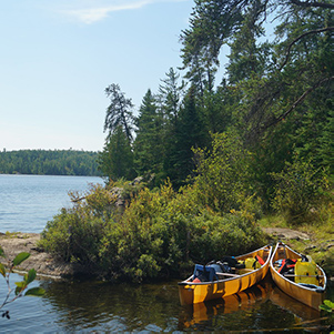 photo of canoes on the boundary waters